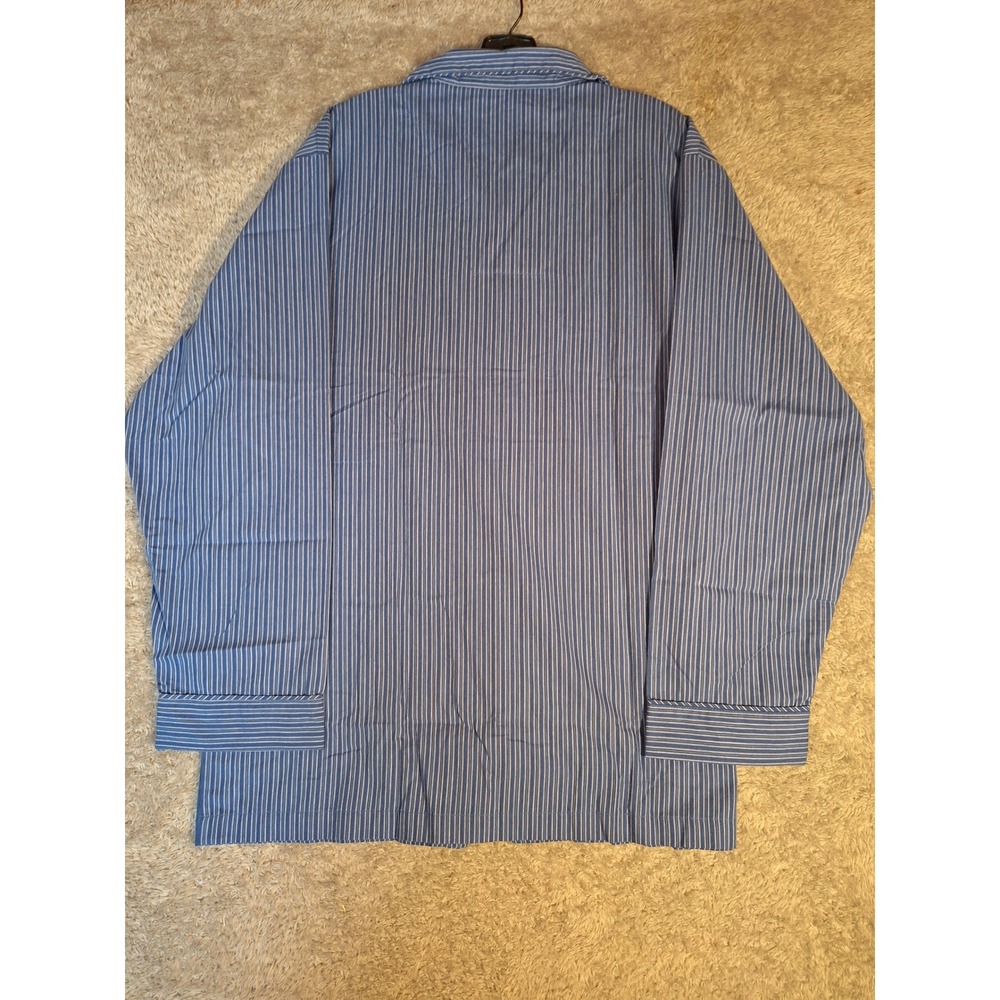 Stafford Essentials Sleepwear Mens Blue Striped Pajama Top Classic Fit Medium - Picture 2 of 9